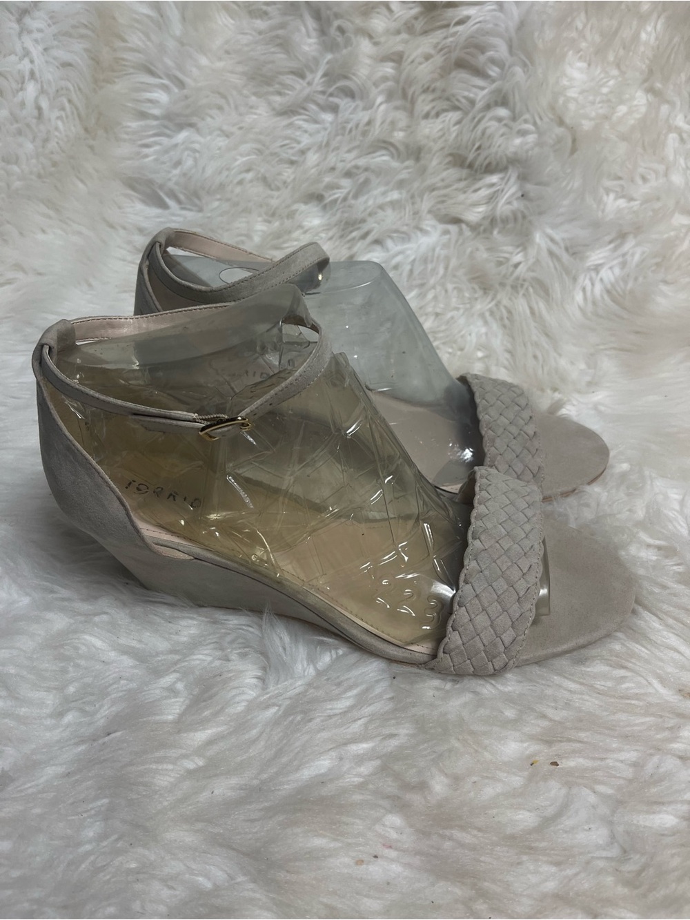 Torrid synthetic suede taupe Braided Strap Wedge Sandals SZ13W
